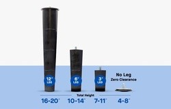Sealy Ease Power Base Leg stack options on light blue background