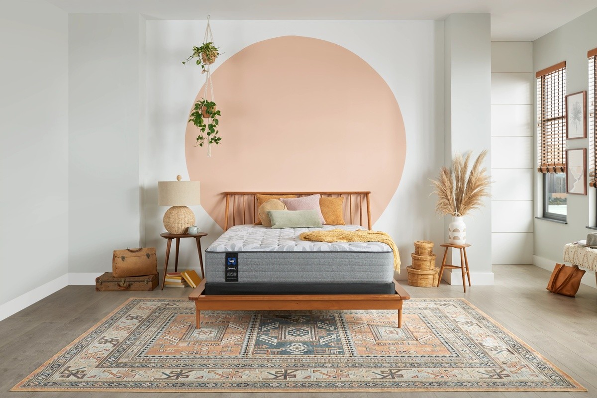 head on view of bohemian bedroom